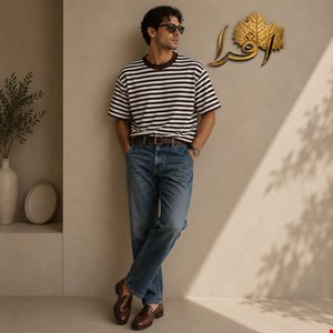تیشرت مردانه باکسی طرح رینگی